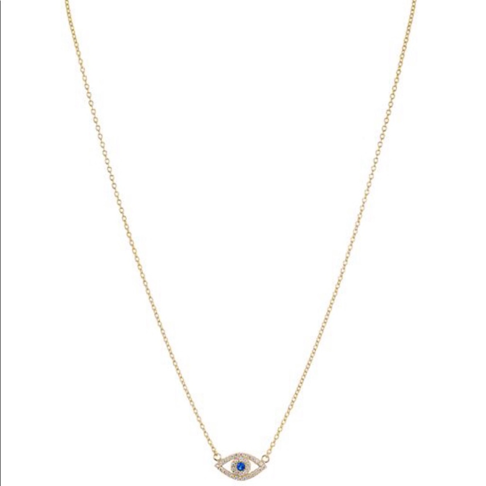 Evil Eye Pendant Necklace Sterling Silver 15” GOLD - Picture 4 of 6